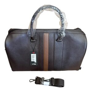 Ted Baker Striped PU Holdall weekender bag, Brown faux leather